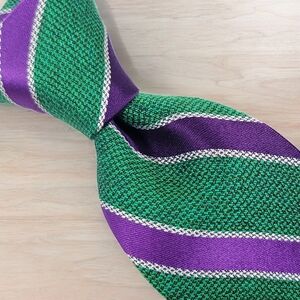 JOSEPH ABBOUD Men's Tie, Silk & Viscose, Striped Pattern, Green & Purple - NWT